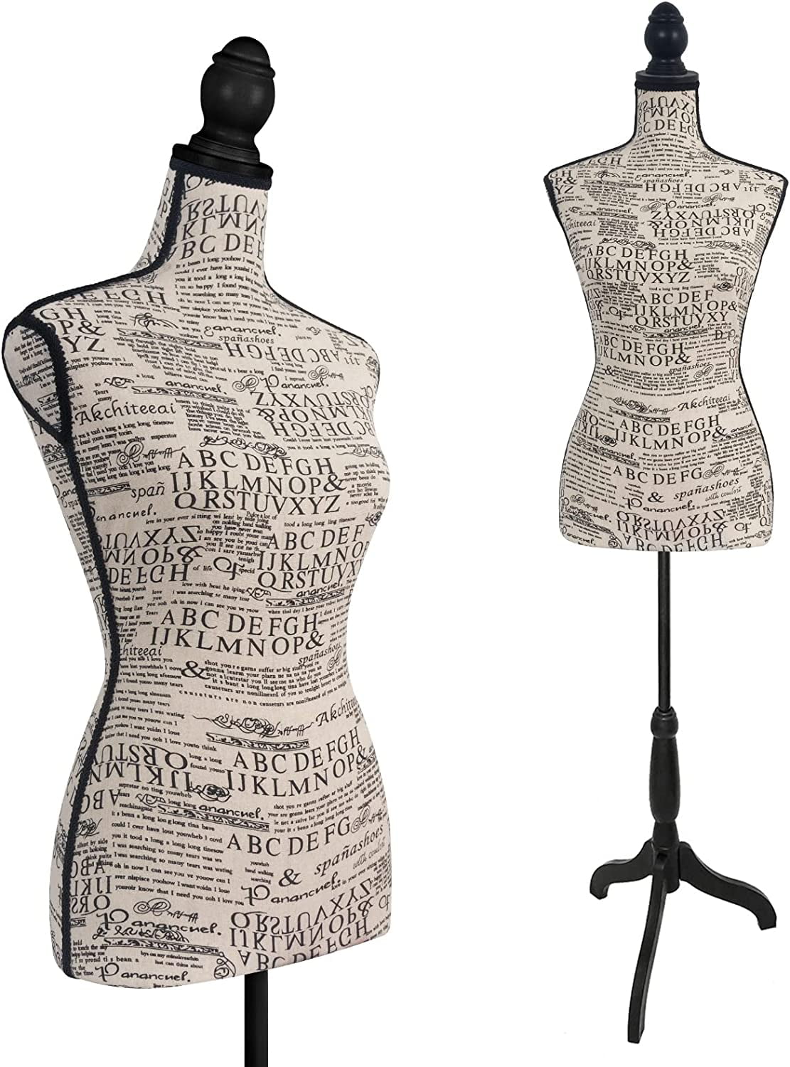 FreeLung Female Dress Form Mannequin with Tripod Stand, White, 51-56"
