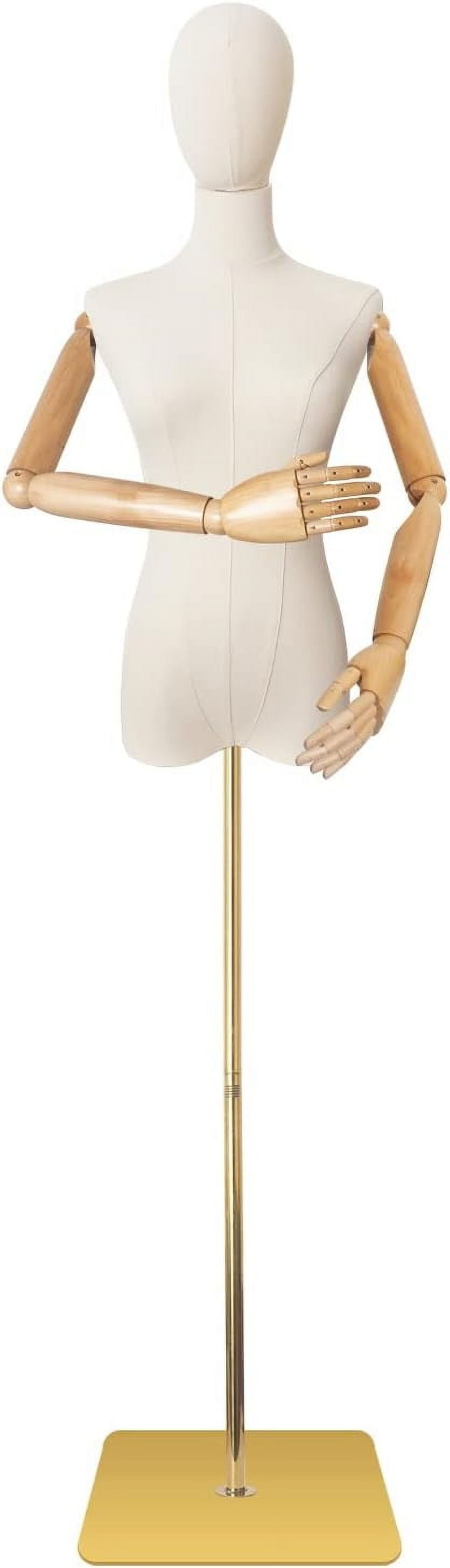 FreeLung Female Mannequin Torso with Detachable Head & Hands & Gold Metal Stand