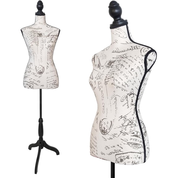 FreeLung Female Mannequin Torso with Plastic Tripod Base Stand, 58"-67" Adjustable Height, Postmark