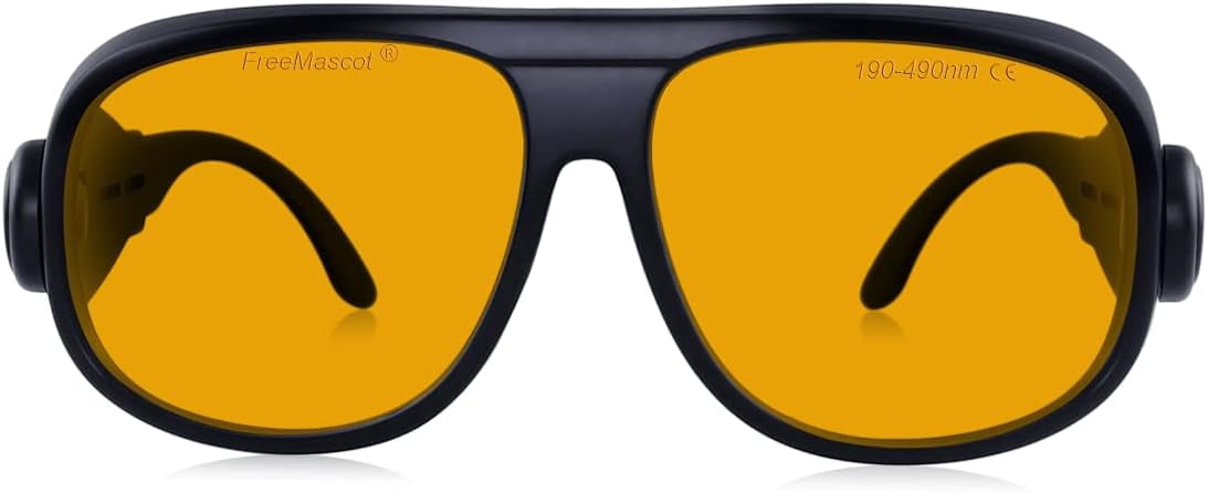 FreeMascot Professional Laser Safety Glasses OD6+ For 405nm, 445nm, 450nm, 473nm Violet/Blue Lasers