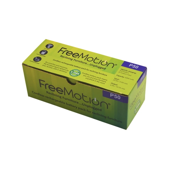 FreeMotion P50 5000 mAh Battery Motion Furntiure Rechargeable Battery, for Power Recliners, Sofas, & Sectionals, with Power Supply