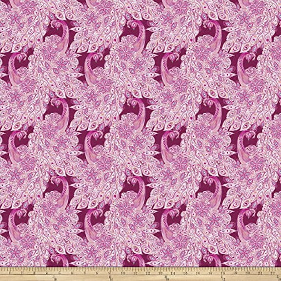 FreeSpirit Fabrics Corinne Haig Paradise Peacock Pardise Fuchsia Fabric by The Yard