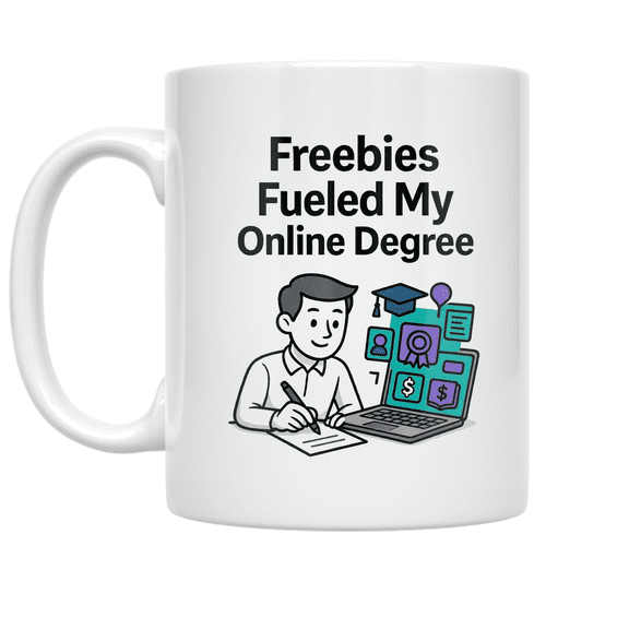 Freebies Fueled My Online Degree - Online Learning Enthusiast - 11 oz Ceramic Coffee Mug