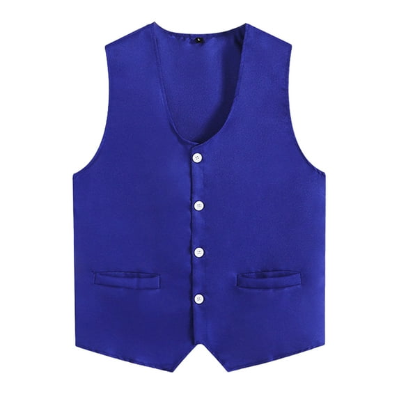 Freebily Kids Boys Girls Button Volunteer Vest Color V-Neck Sleeveless Waistcoat Activities Uniform Blue S/10