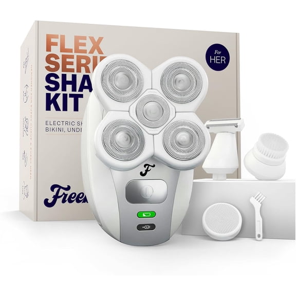 Freebird FlexSeries Kit Electric Razor for Women - Silk Smooth Legs, Body Hair, & Pubic Shaver - for Private Area, Sensitive Skin, Bikini Trimmer Kit