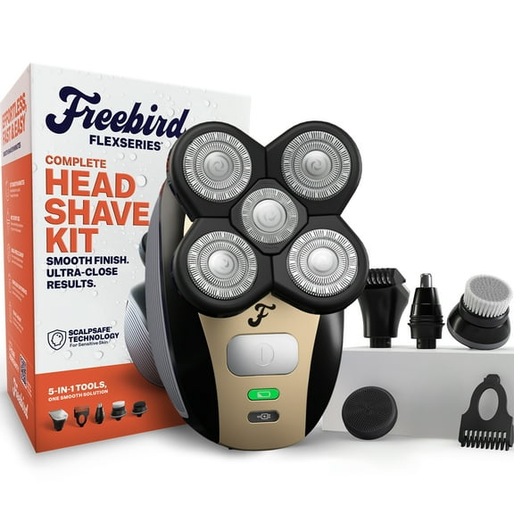 Freebird FlexSeries Waterproof Wet Dry Electric Head & Body Shave Kit with 5-in-1 Attachments