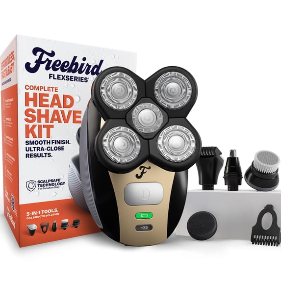 Freebird FlexSeries Waterproof Wet Dry Electric Head & Body Shave Kit with 5-in-1 Attachments