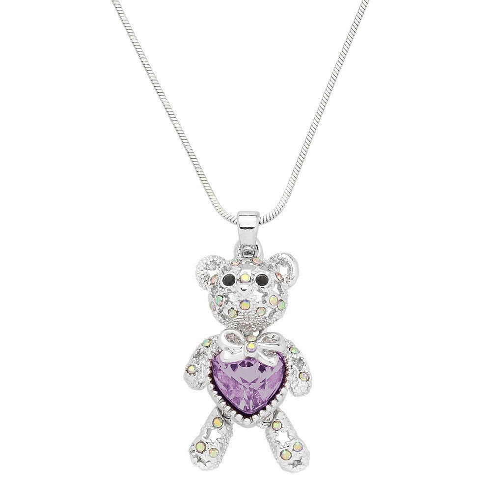 Freebird Jewelry Box Teddy Bear Charm Pendant Necklace