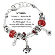 Freebird Jewelry Box Zodiac Charm Bead Bracelet - Silver Scorpio