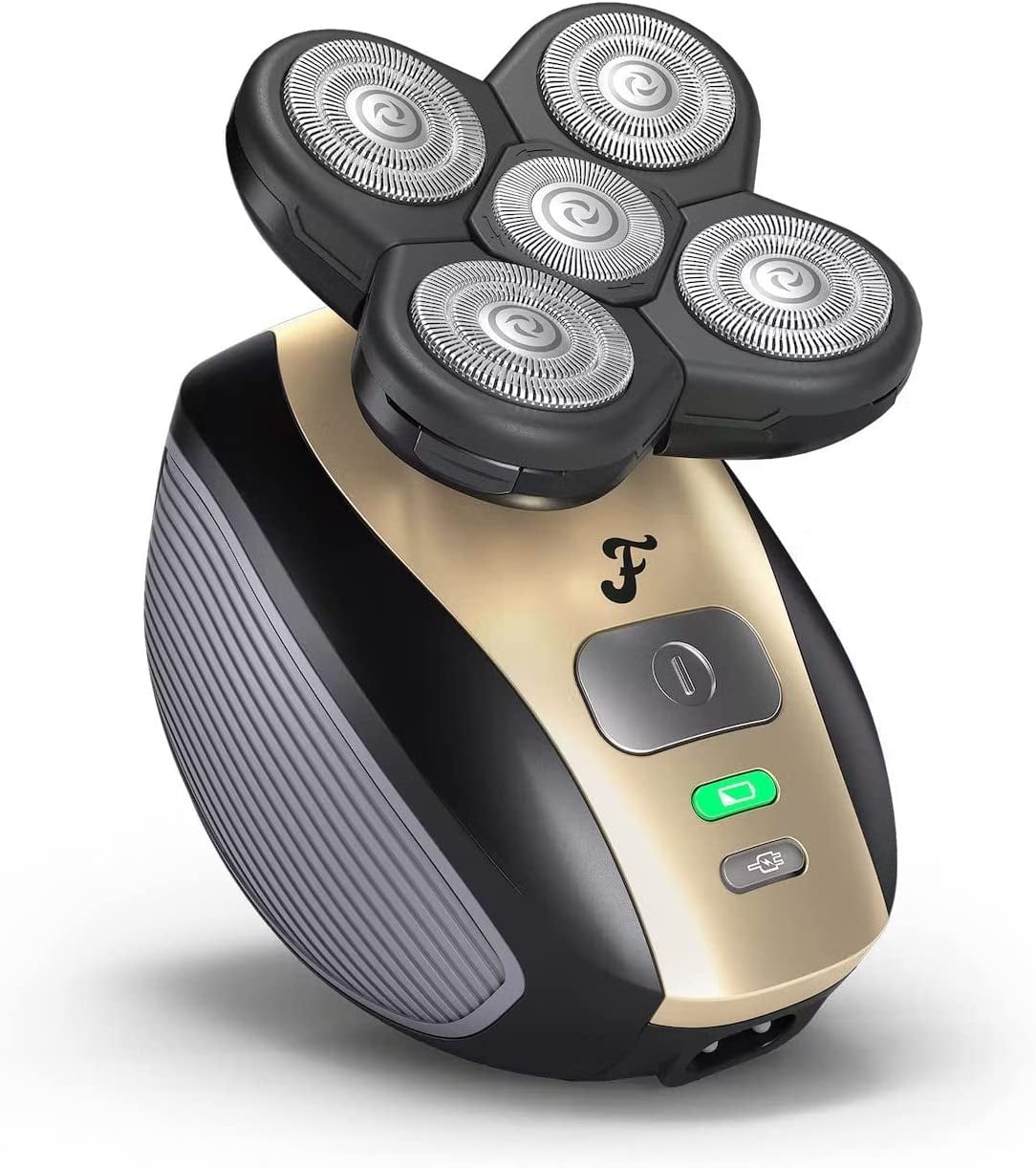 Freebird FlexSeries Electric Head & Body Hair Shaver - Mens Cordless Rechargeable Wet/Dry Skull Bald Head Back & Groin Waterproof Razor with Rotary Blades, Clippers, Nose Trimmer, Brush, Massager
