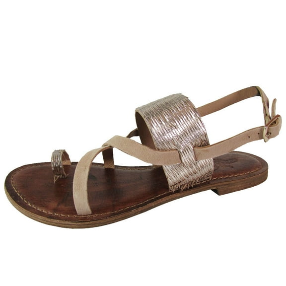 Freebird by Steven Womens Ocean Suede Metallic Wrap Sandal Shoes, Gold, US 5