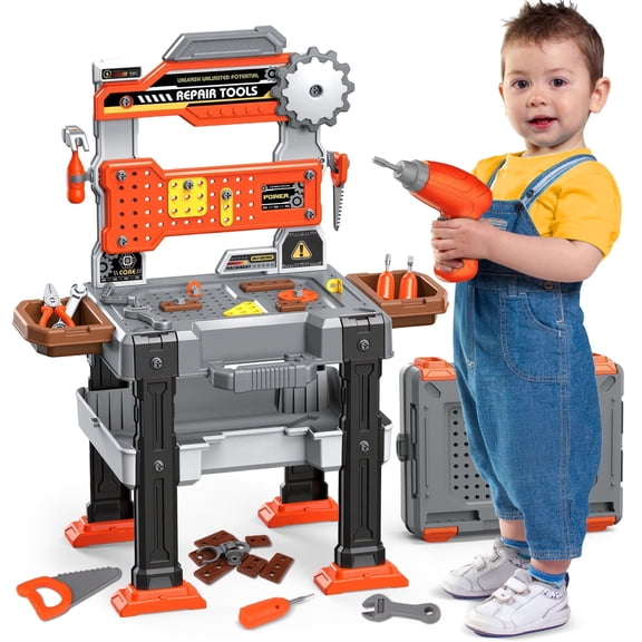 Freecat 155Pcs Kids Tool Set, Toddler Workbench Toys for Boys 2 3 4 5 Years, Toddler Tool Bench Birthday Christmas Boy Gift for Toddlers Ages 2-4 3-5.