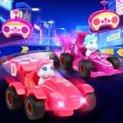 Freecat Toddlers Remote Control Car, 2-Pack 2.4GHz Remote Control Race Car with Lights & Music, Toddlers Christmas Birthday Gift for Girls 2-4 Years Old.Pink & Purple