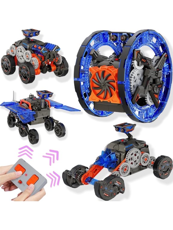 4 in 1 Robot Kit Toys for Boys Ages 8 9 10 11 12+ Years, STEM Educational Science Kit, Remote Control Robot Car Toys for Kids, Birthday Christmas Gift for Boys Ages 8 -12 Years Old.(Blue)