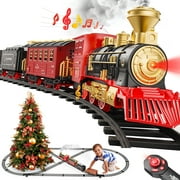 Freecat Classic Christmas Electric Train Set, W/Smokes, Light& Sound, Tracks, Train Toys for Toddler Boys Girls, Train Model Gift for Kids 3-6-8-12 Years Old Birthday Christmas.