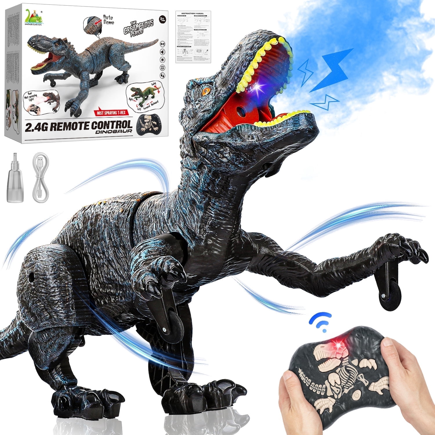Freecat Dinosaur Toys for Toddler Boys 3 4 5 6 7 8 Years, Remote Control Walking & Roaring Simulation T-Rex Dinosaur Christmas Birthday Gift for Boys 3-8 Years Old.