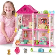 Freecat Dollhouse Kit for Girls, 4 Rooms, 98PCS Building Toys for Girls Ages 3-6 Years, Birthday Christmas Pretend Play Gift for Little Girl.