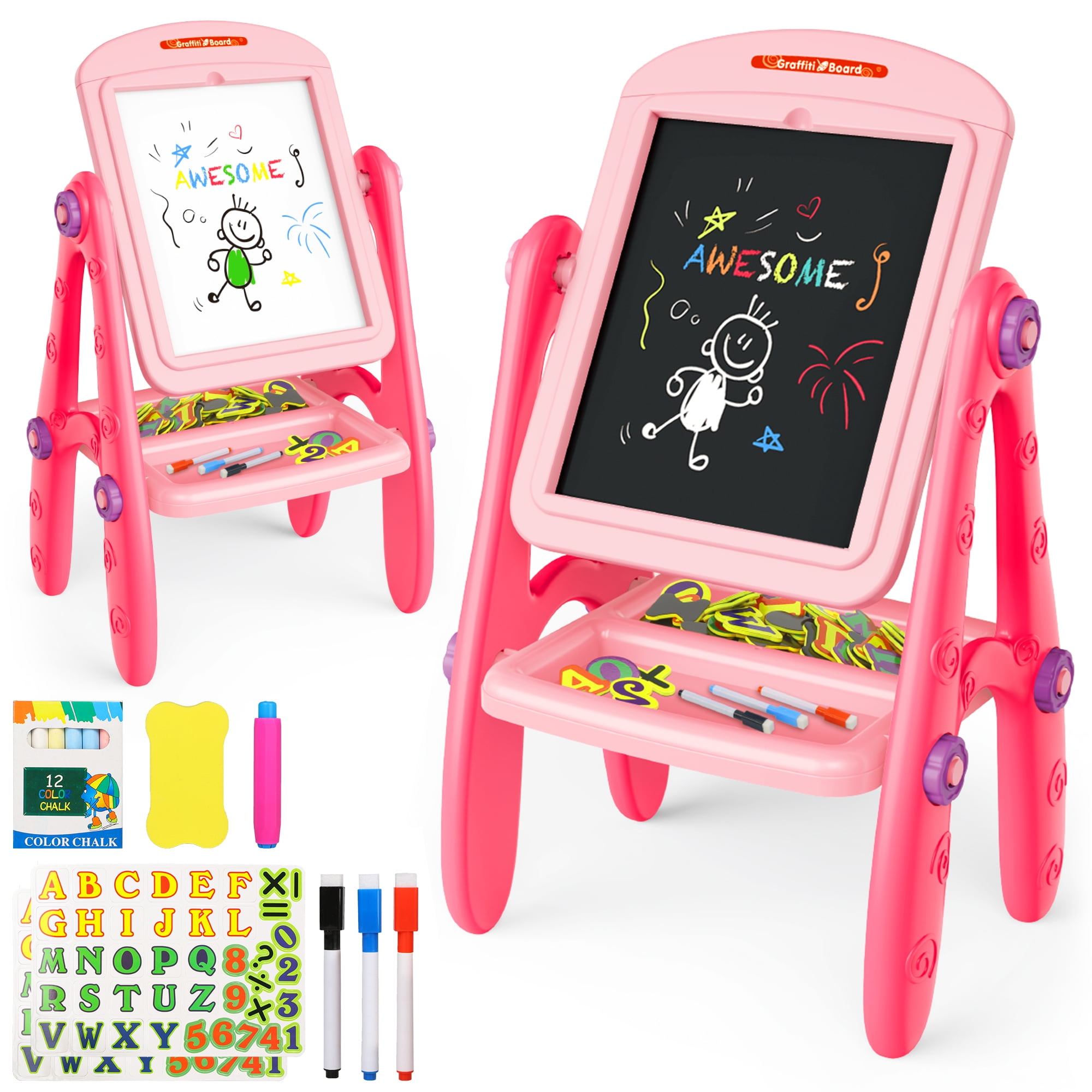 Freecat Easel for Kids, Toddlers' Double Sides Drawing Board with