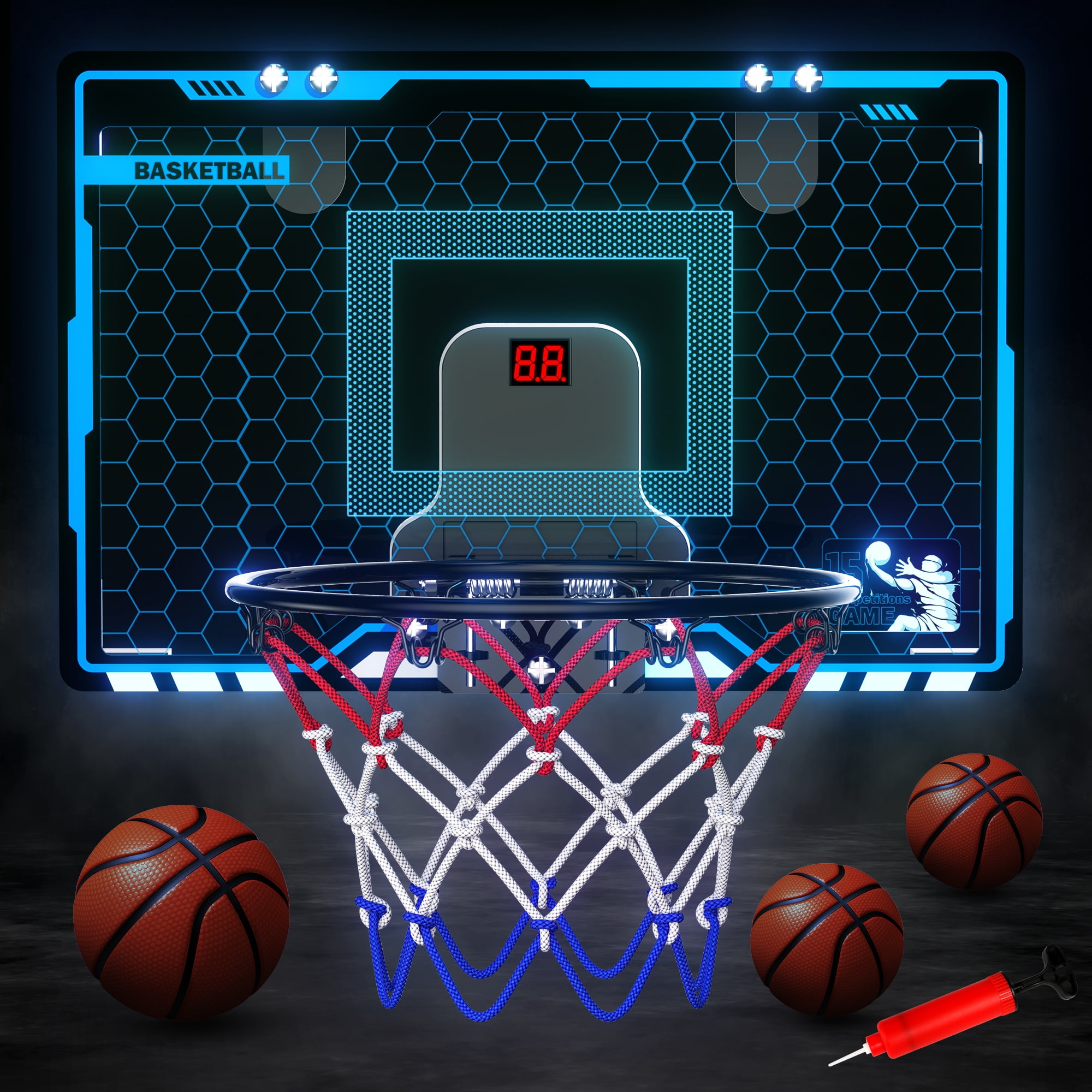 Freecat Indoor Basketball Hoop with Electronic Scoreboard, Backboards