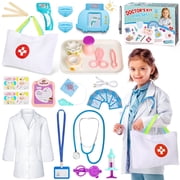 Freecat 39PCS Doctor Kit for Kids Toddler 3 4 5 6 Years, STEM Educational Toys, Pink&Blue Pretend Play Doctor Dentist Play Set Toys, Birthday Gift for Kids Boys Girls.
