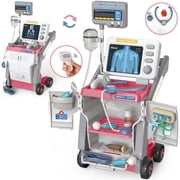 Freecat Kids Medical Cart Kit Toys for Kids Toddlers 2 3 4 5 Years, Pretend Play Doctor Dentist Cart Toys for Boys Girls, Birthday Christmas Gift for Toddlers Ages 2-4 3-5.Red