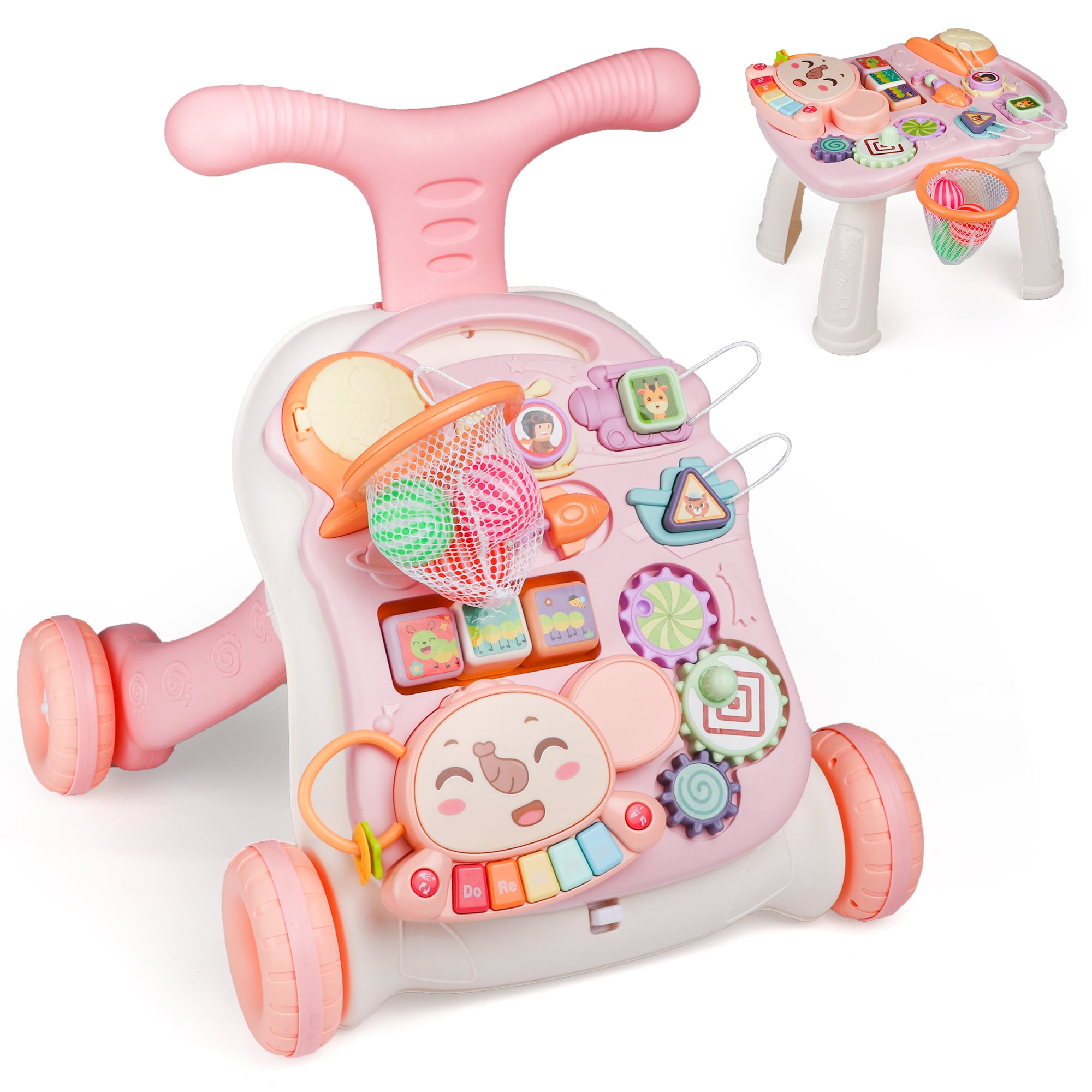 Freecat Pink 3in1 Baby Walker&Activity Center&Learning Table for