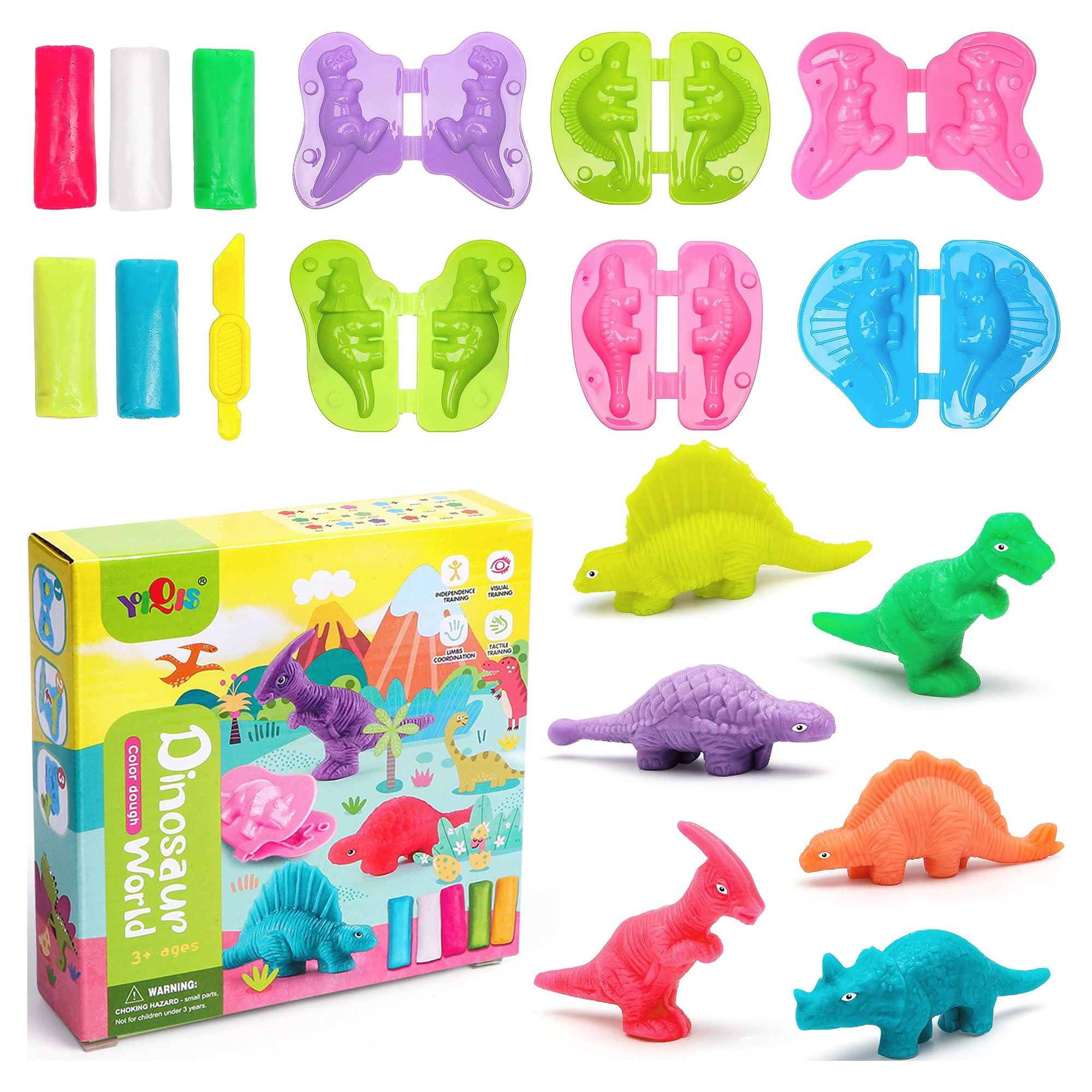 Freecat Play Dough Set for Boys, Dinosaurs World Color Dough with Tool ...