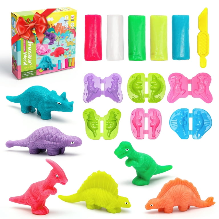 Playdough Tools Set 26 PCS Play Dough Tools for Kids Includes Dinosaur  Playdough Molds,Playdough Cutters,Rollers,Rolling Pins,Scissors
