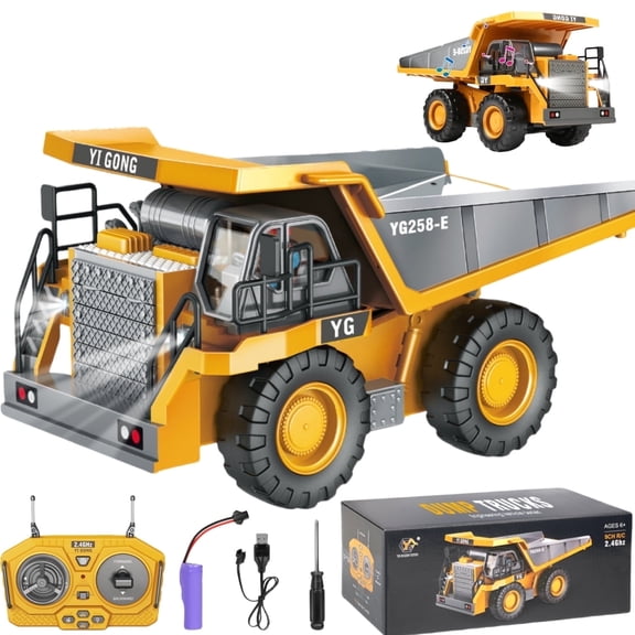 Freecat Remote Control Dump Truck, 1:20 Remote control trucks for kids boys 8-12, RC Construction Vehicles Toys W/Light Sound, Birthday Christmas Gifts for Boys Ages 3 4 5 6 7 8+.
