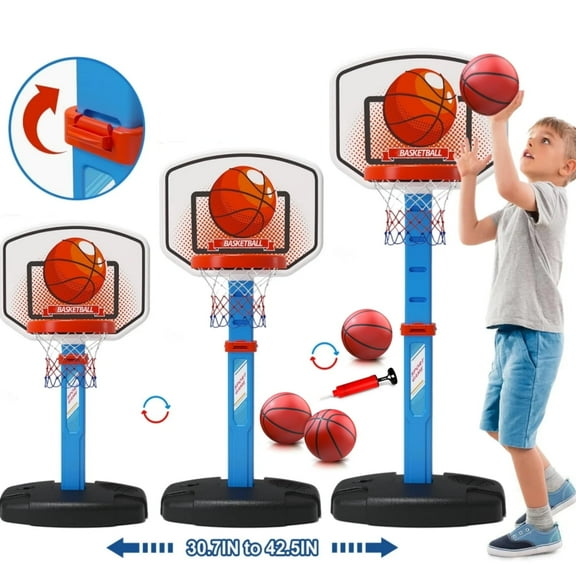 Freecat Toddler Basketball Hoops with 4 Balls, Adjustable Height Stand Basketball Goal, Indoor/Outdoor/Poolside Basketball Goal, Birthday Gift for Boys Girls 3 4 5 6+