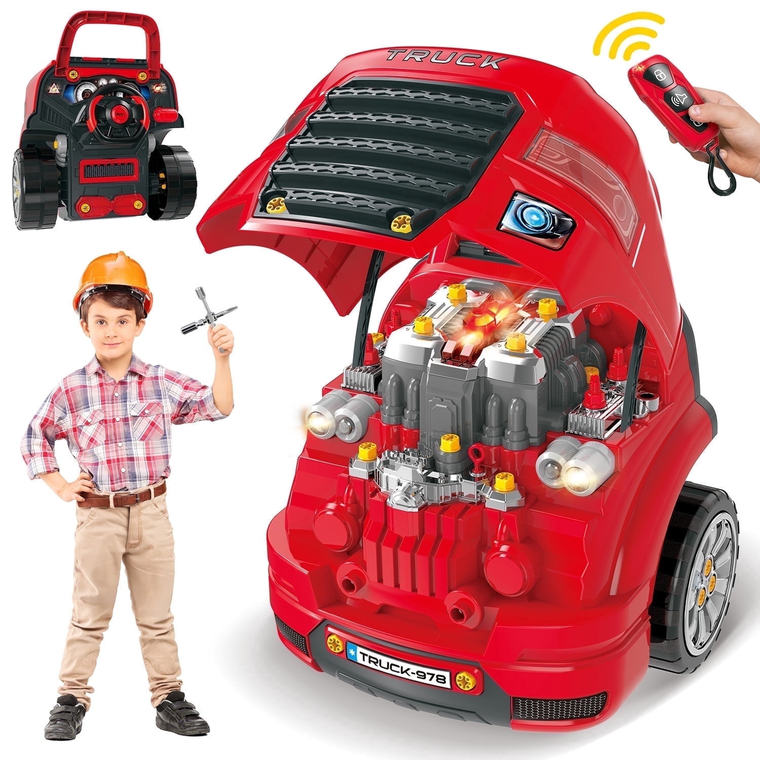 Freecat Truck Toys, Trucks Set Toys for Boy 3 4 5 6 7 8 Years, Boys Christmas Birthday Gift for Pretend Mechanic Construction Repair & Drive Play.