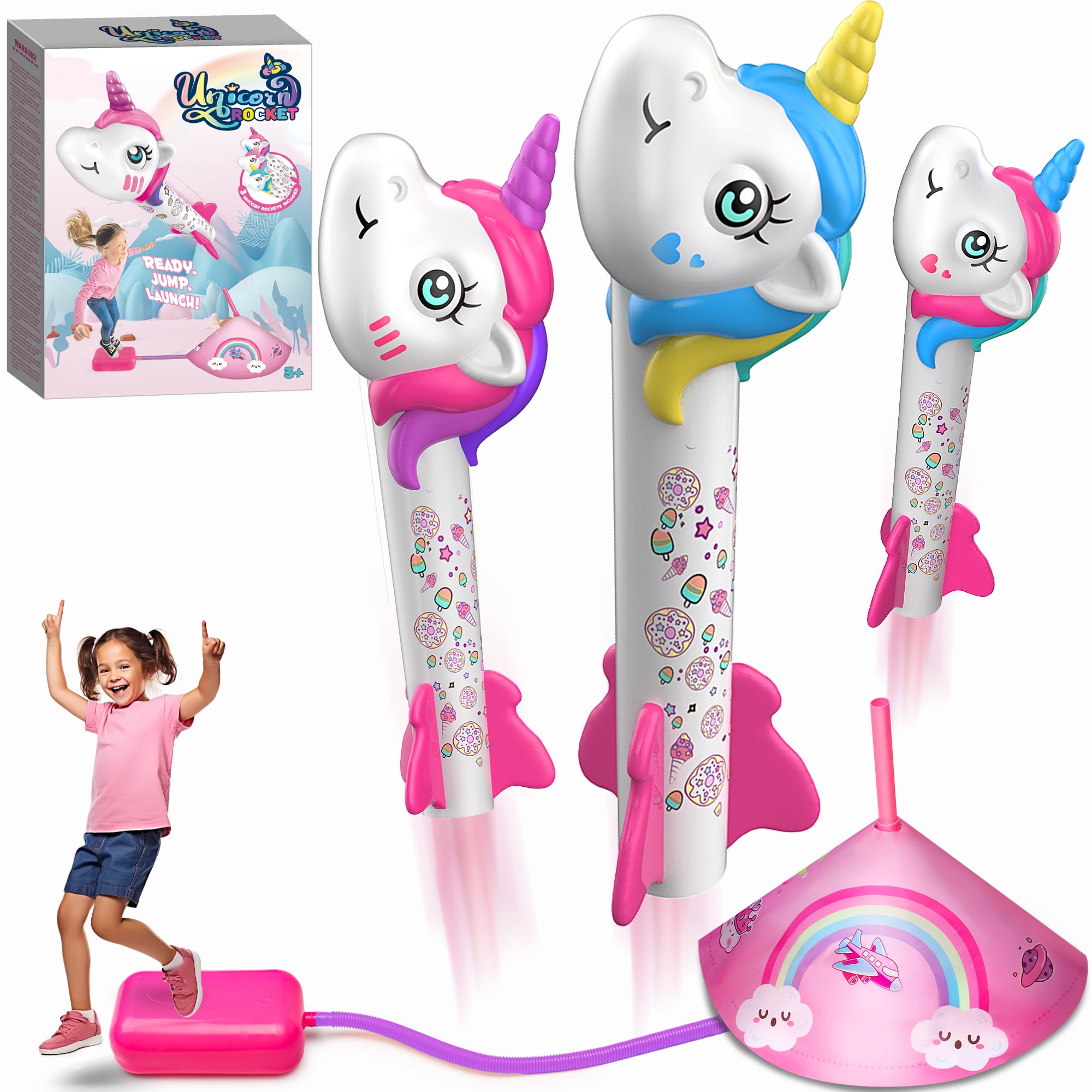  IPOURUP Unicorn Rocket Launcher Outdoor Toys for Girls for 3 4  5 6 7 8 9 10 Year Old Girl Birthday Gift Outside Stomp Toy for Kids Ages 6-8  Fun Family Yard Game Toddler Gifts : Toys & Games