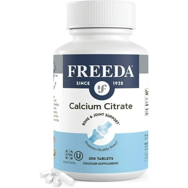 Freeda Calcium Citrate Supplement | 1000 mg per Serving | Vegan, Kosher Bone Health Support | Calcium Tablets Without Vitamin D | 250 Count