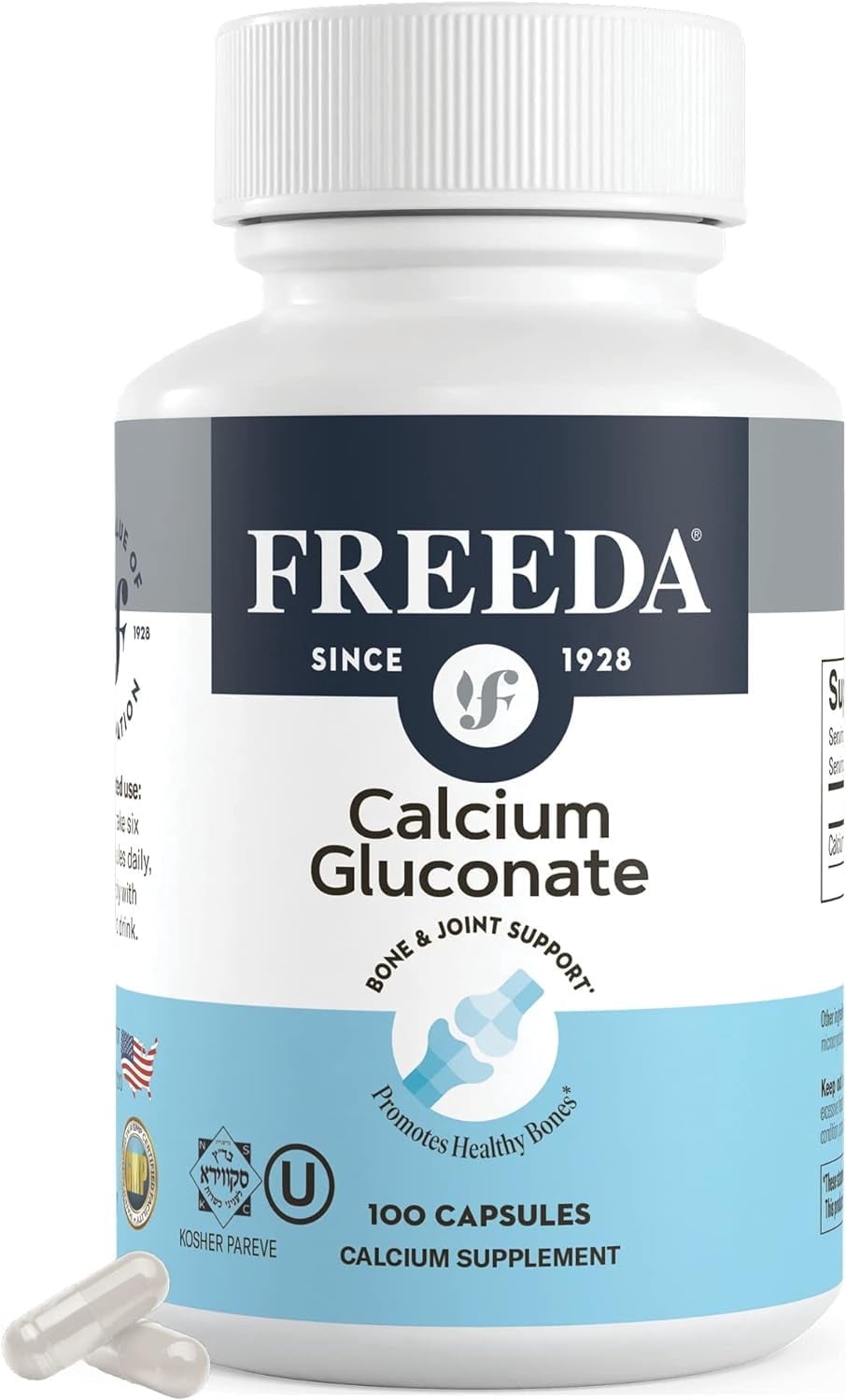 Calcium Gluconate 300 mg – Easy-to-Digest Bone Health Supplement, Vegan & Kosher, 100 Capsules