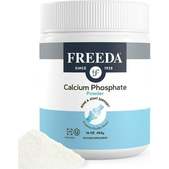 Calcium Phosphate Powder for Humans & Pets Freeda Kosher Vegan Bone Health Supplement 16 oz