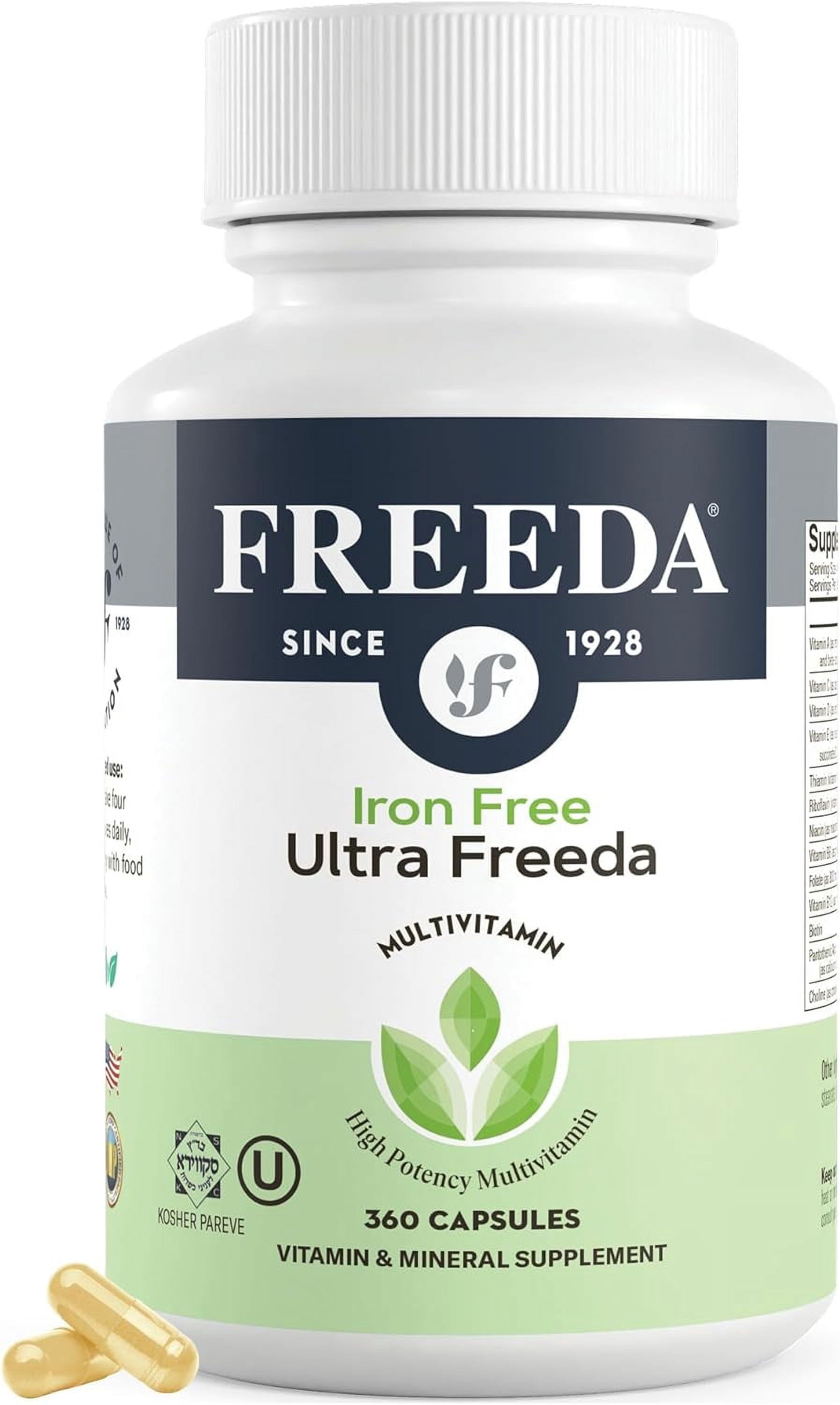 Freeda Iron Free Ultra Freeda High Potency Multivitamin for Women and Men, 360 Capsules