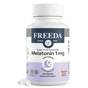 Freeda Melatonin 1 mg Sugar-Free Chewable Tablets | Sleep Support for Adults & Kids Ages 3+ | Vegan, Kosher, Gluten Free | 90 Count