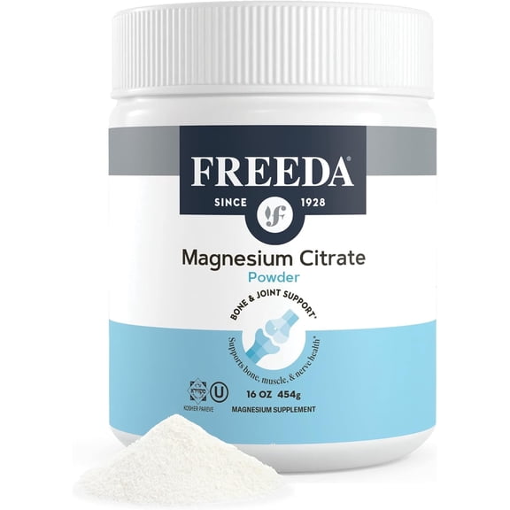 Freeda Magnesium Citrate Powder Bone, Nerve, and Joint Support Supplement, 16 Oz.