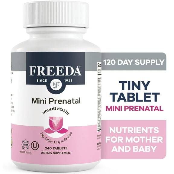 Freeda Mini Prenatal Vitamin Tablets with Iron, Folic Acid, and Vitamin D, 240 Count