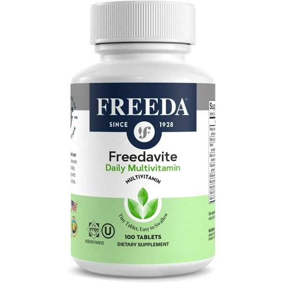 Freeda Multivitamin for Women and Men with Vitamin B1, B2, B6, B12, Folic Acid, and More, 100 Tablets