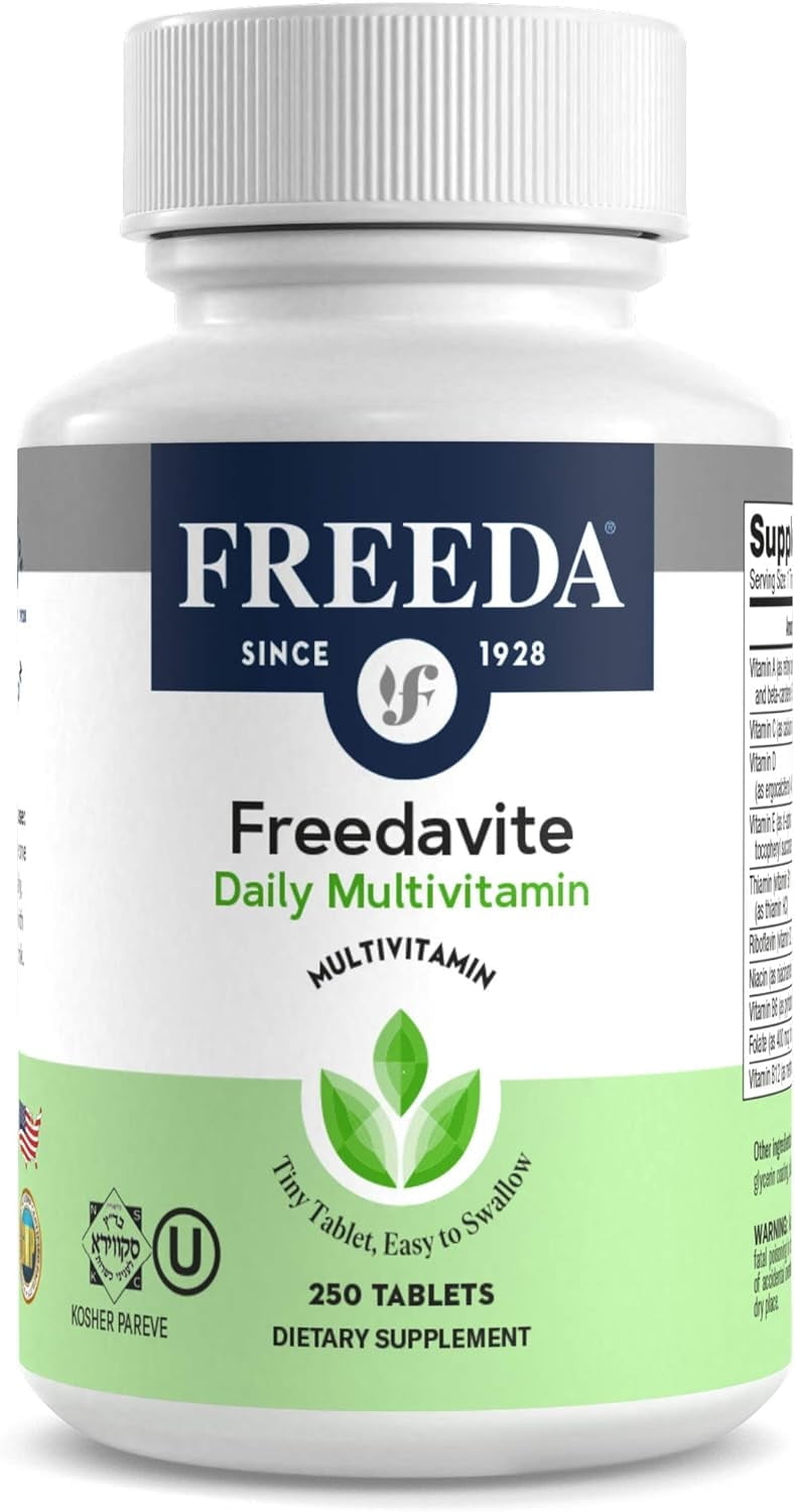 Freeda Multivitamin for Women and Men with Vitamin B1, B2, B6, B12, Folic Acid, and More, 250 Tablets