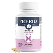 Freeda One Daily Prenatal Vitamin with Iron & Methylfolate | Once Daily Prenatal Support for Mom & Baby | Vitamins for Pregnancy & Lactation | Vegan, Gluten Free | 250 Tablets