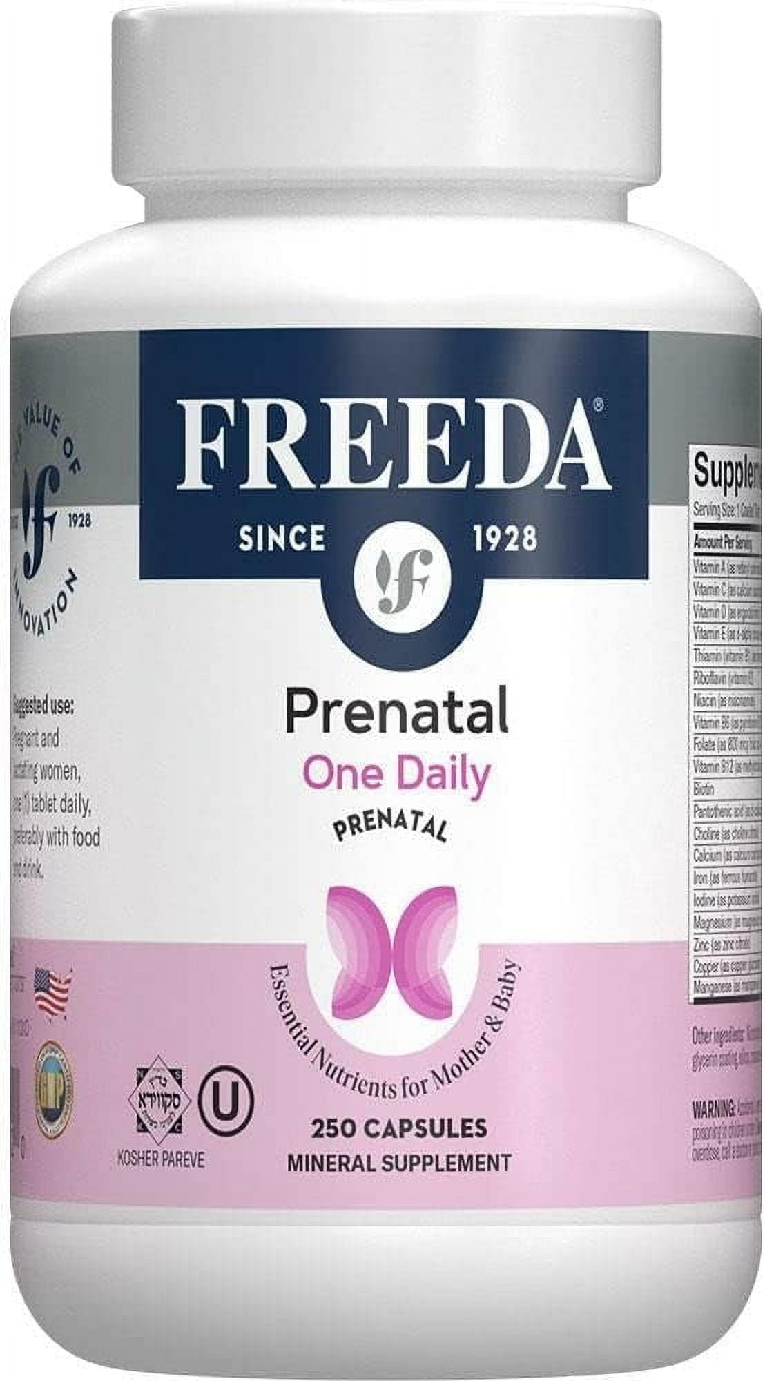 Freeda One Daily Prenatal Vitamin and Mineral Tablets with Iron and