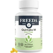 Freeda Quintabs-M Iron-Free One Daily Adult Multivitamin Capsules Gluten Free and Sugar Free Dietary Supplements, 100 Count