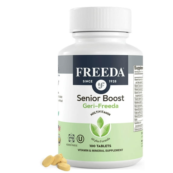 Freeda Senior Multivitamin – One Daily Vitamin for Adults 55+ | Energy & Immune Support | Vegan, Kosher, Gluten Free | 100 Tablets