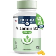 Freeda Vitamin B2 Riboflavin Supplement 50 mg | Supports Energy, Metabolism & Nervous System Health | Kosher, Gluten Free | 100 Tablets