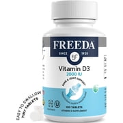 Freeda Vitamin D3 2000 IU Supplement | Bone, Calcium & Immune Support | Tiny Tablets | Kosher, Gluten Free | 100 Count