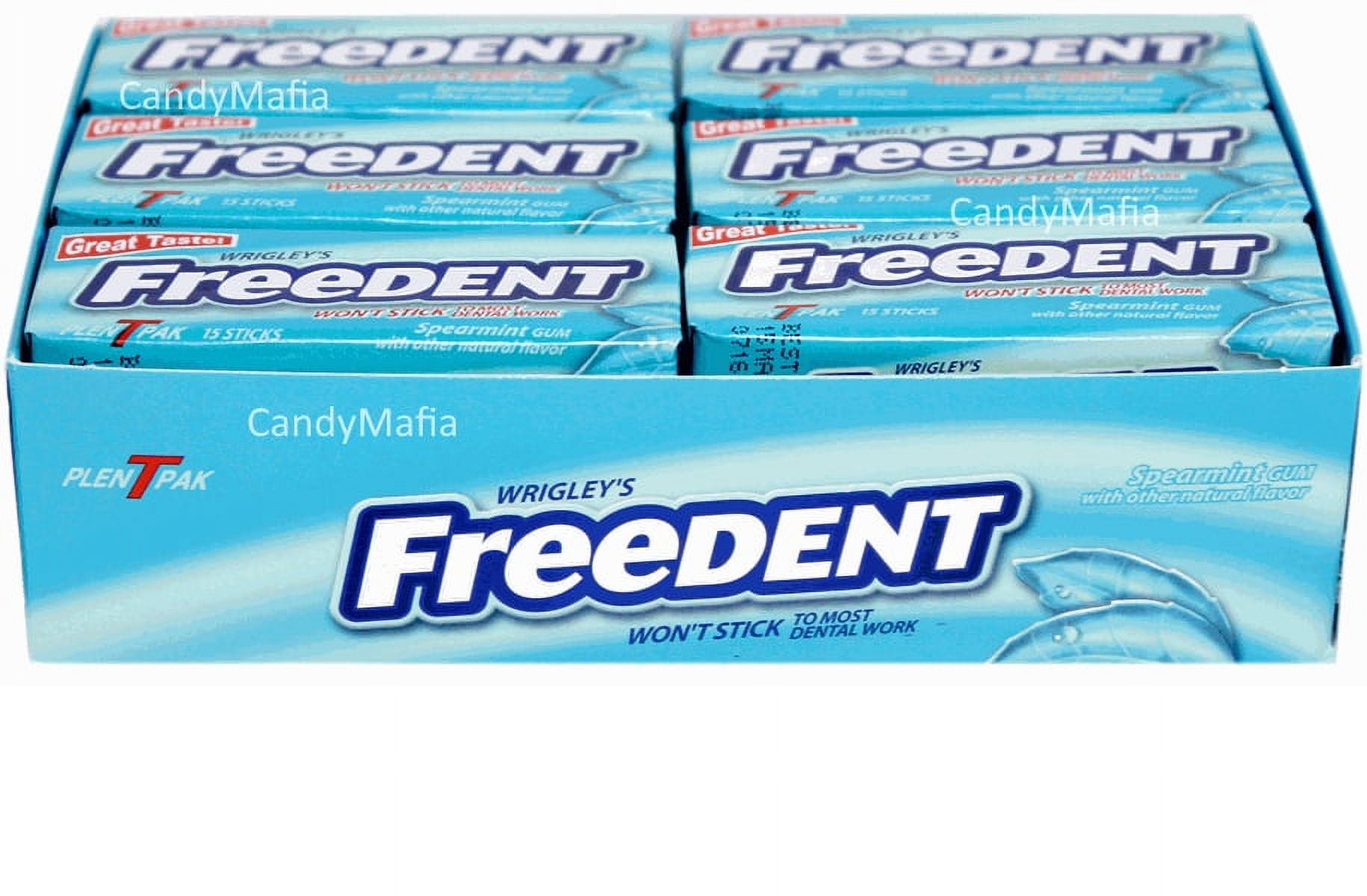 Freedent Dental Chewing Mint Spearmint Gum 12 Plen T Packs, 15 Sticks
