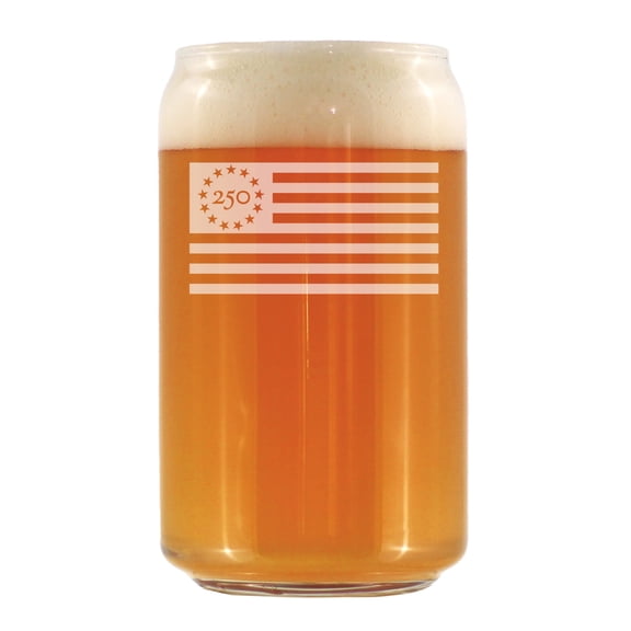Freedom 250 Flag Logo Beer Can Pint Glass - Official Merch for 250th Anniversary of the USA - 16 oz