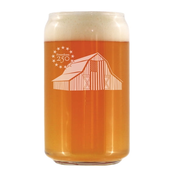 Freedom 250 Homestead Barn Beer Can Pint Glass - Official Merch for 250th Anniversary of the USA - 16 oz